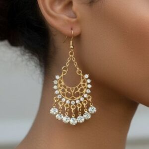 Gold Tone Chandelier Earrings, Women's Earrings